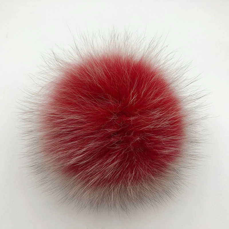 15 см натуральный животный Hairball Hat помпон ручной работы DIY действительно енот большой волос шар шляпа помпон с пряжкой - Цвет: 15cm