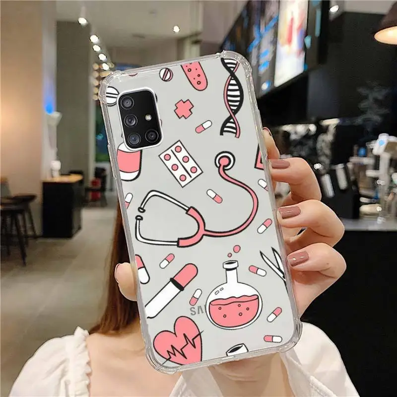 kawaii samsung phone cases Y Học Bác Sĩ Y Tá Hoạt Hình Ốp Lưng Điện Thoại Trong Suốt Dành Cho Samsung Galaxy Samsung Galaxy Một S Note 9 10 51 50 71 70 80 20 21 30S Ultra Plus silicone case samsung Cases For Samsung