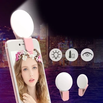 

New USB rechargeable Portable Round Clip-On Selfie Fill Light Rechargeable 3-level Brightness LED Fill Light for Mobile Phones