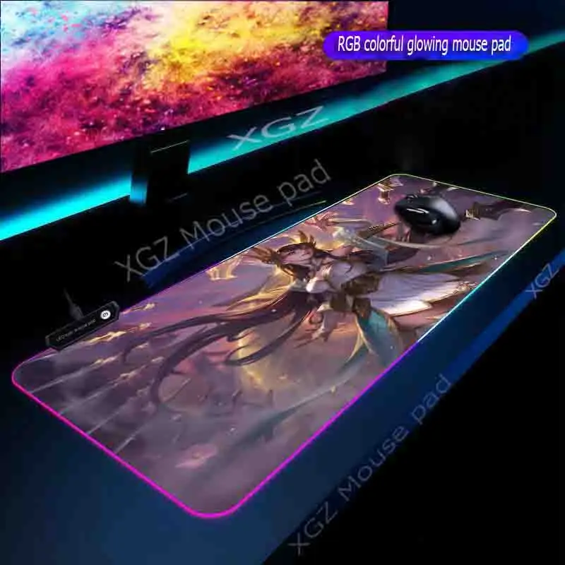  XGZ Large RGB Anime Sexy Girl Game Mouse Pad Black Lock-edge Home Computer Desk Colored Rubber Non-