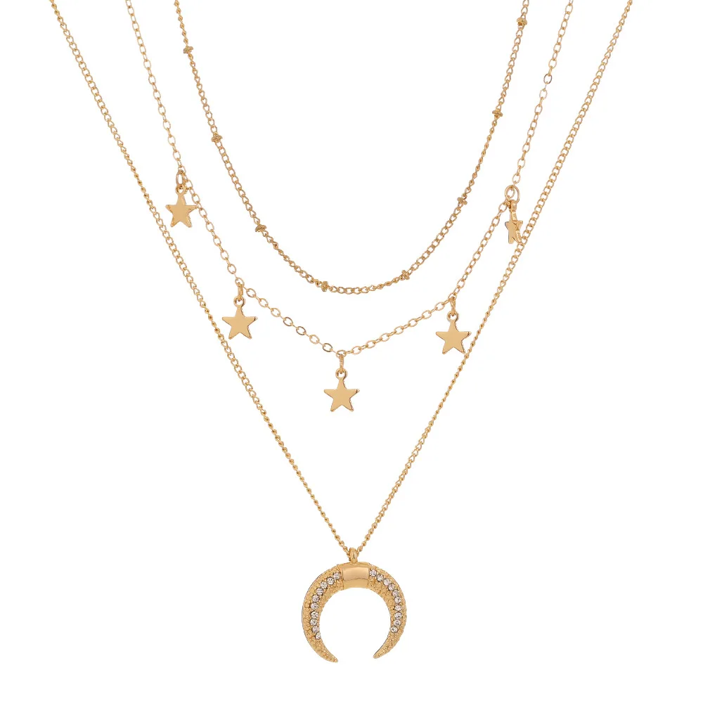 

Cold Wind Double Layer Clavicle Chain Fmale Copper Inlaid Zircon Craft Temperament Pearl Necklace For Girls