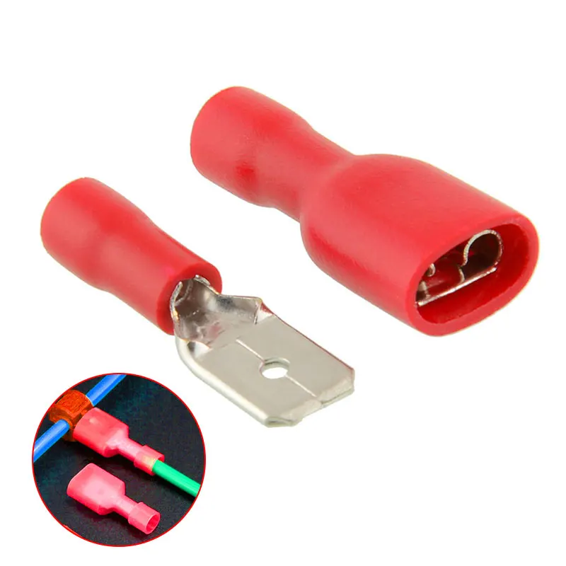 

Terminal Red 20Pcs(10Pairs) Red Cable Wire Connector Crimp Connectors Cars Spade Insulated Set Fully 6.3 Accessories Audio