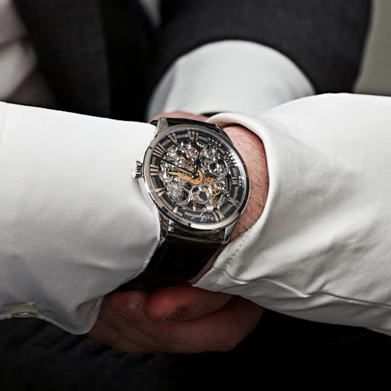 Agelocer新番号スポーツデザイン機械式時計メンズ腕時計トップブランドの高級montreオム時計腕時計スケルトン自動