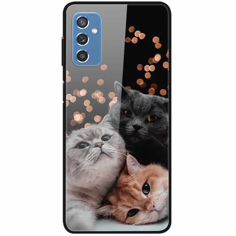 Luxury Print Case For Samsung Galaxy M52 5G Case for Galaxy m52 5G Cover Tempered Glass Phone Funda Back Cases M 52 2021 NEW cute phone cases for samsung  Cases For Samsung