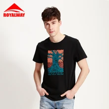 ROYALWAY для спорта на открытом воздухе, повседневные мужские летние футболки с коротким рукавом, хлопковые удобные дышащие футболки с круглым вырезом и принтом