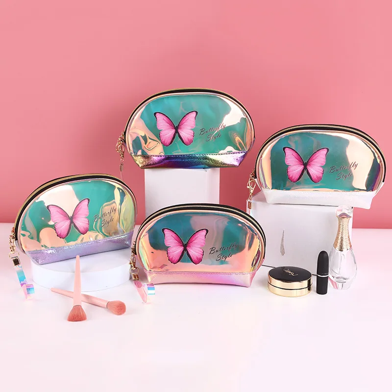 PU Magic Color Burst Shell-shaped Cosmetic Bag, Cosmetic Laser Butterfly TPU Handbag, Fashion Lady Cosmetic Bag, Lipstick Bag