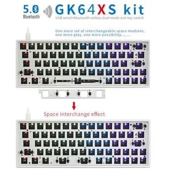 

Hot Swappable GK64XS Pcb Custom Mechanical Keyboard Kits RGB Switch Type-c Usb Port for Most Plate Wooden Case