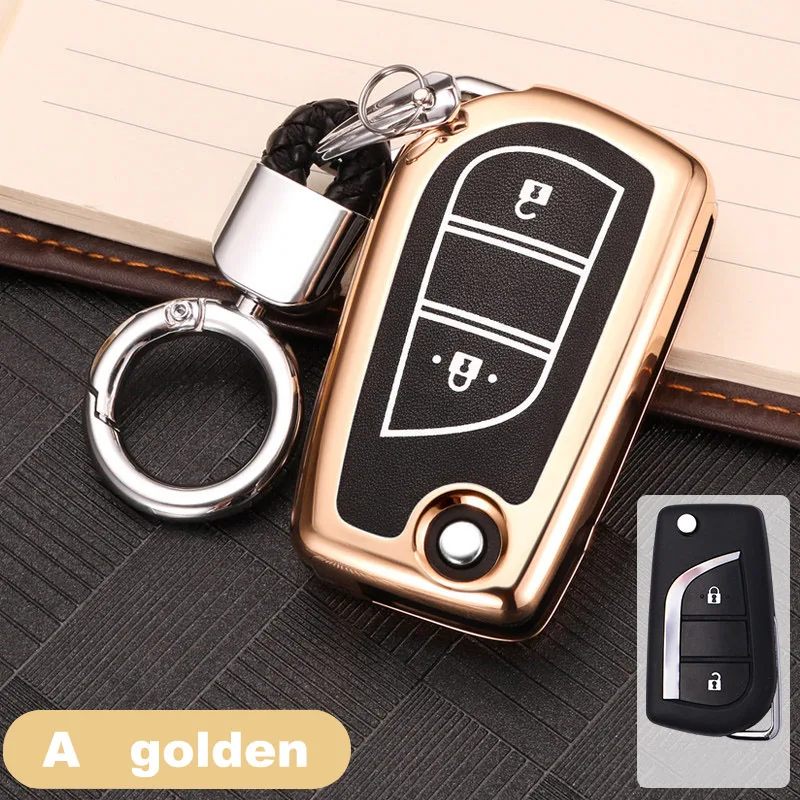 A Gold Цинковый сплав+ светящийся чехол для ключа автомобиля для Toyota Camry Land Cruiser 200 Prado Prius, Crown Avensis Auris Corolla Vitz RAV4 Hilux - Название цвета: A Gold