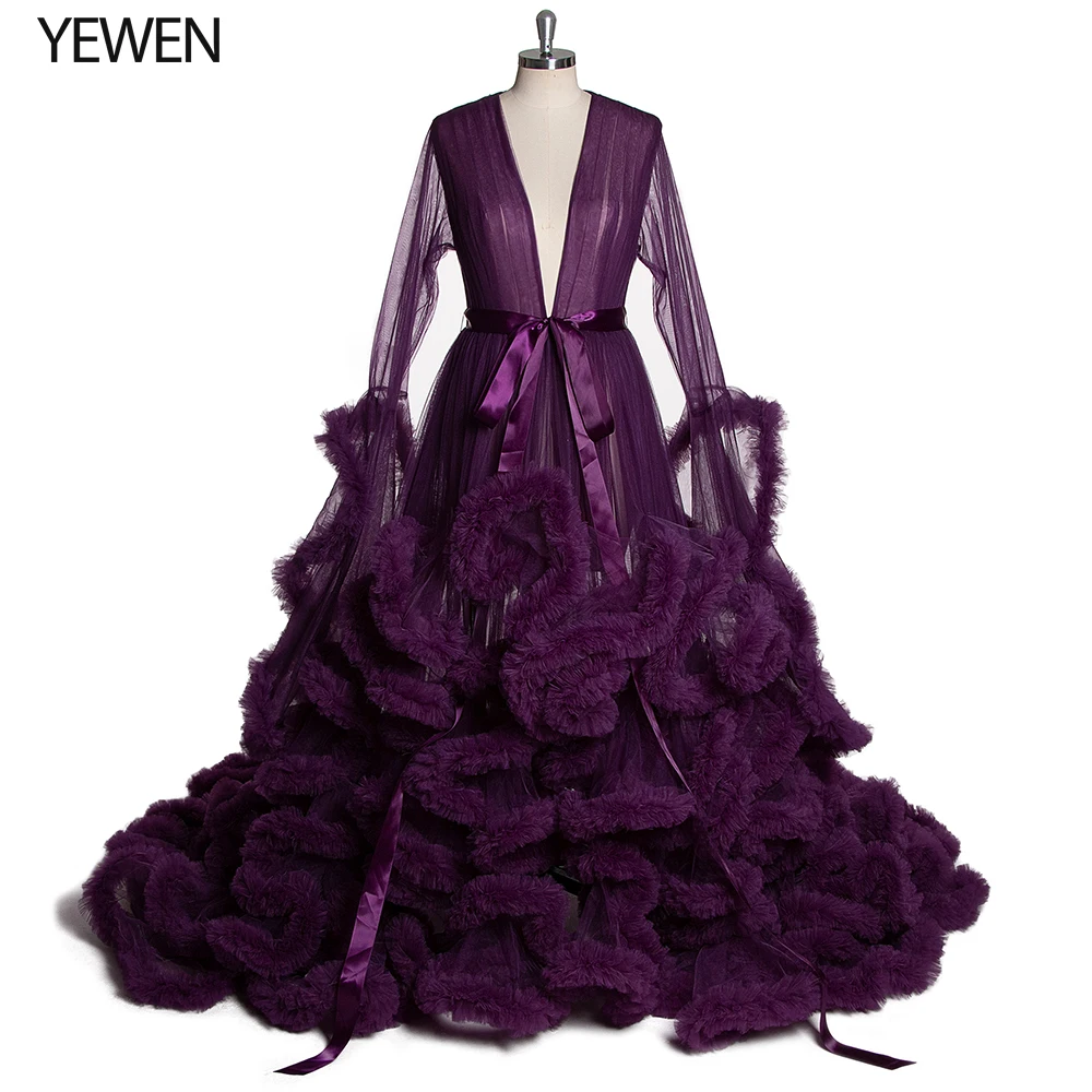 Роскошные фиолетовые Свадебные платья принцессы с облаками размера плюс, бальное платье, платье для фотографии, Vestidos De Noiva Robe De Mariage - Цвет: Фиолетовый