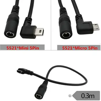 

3A DC 5.5mm*2.1mm Female to mini usb / micro usb angled Cord Cable