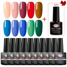 MEET ACROSS 8 мл набор гель-лаков для ногтей 10 шт Гель-лак для ногтей набор и бесплатное базовое покрытие для гель-лака набор Гель-лак для нейл-арта Маникюр