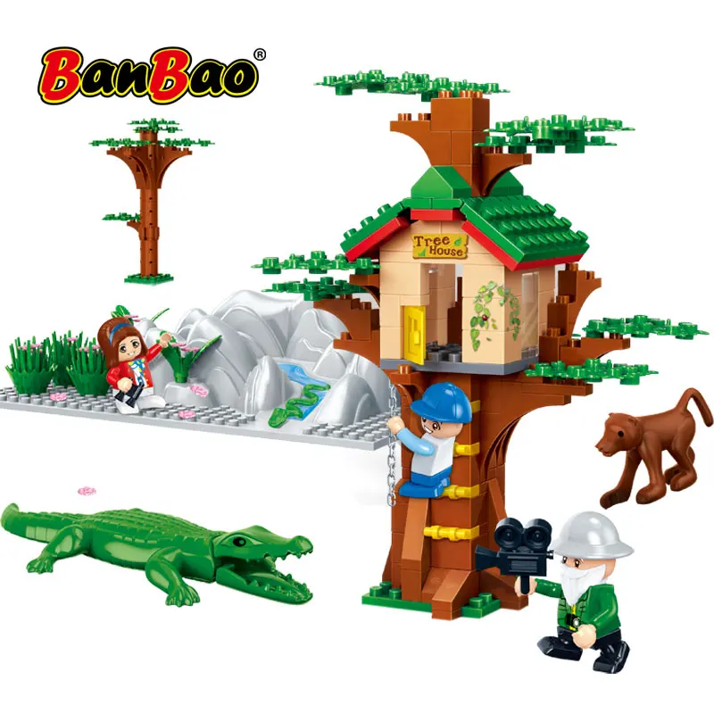 Обучающие строительные блоки BanBao домик на дереве этнический зоопарк игрушечные