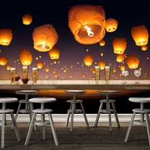 Diantu летающий фонарь в ночном небе 3d обои, гостиная ТВ диван стены спальни обои домашний Декор РЕСТОРАН Фреска