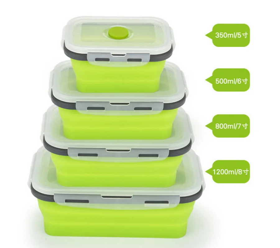 

DHL 10set 4Pcs/set Silicone Folding Bento Box Collapsible Portable Lunch Box for Food Dinnerware Food Container Bowl