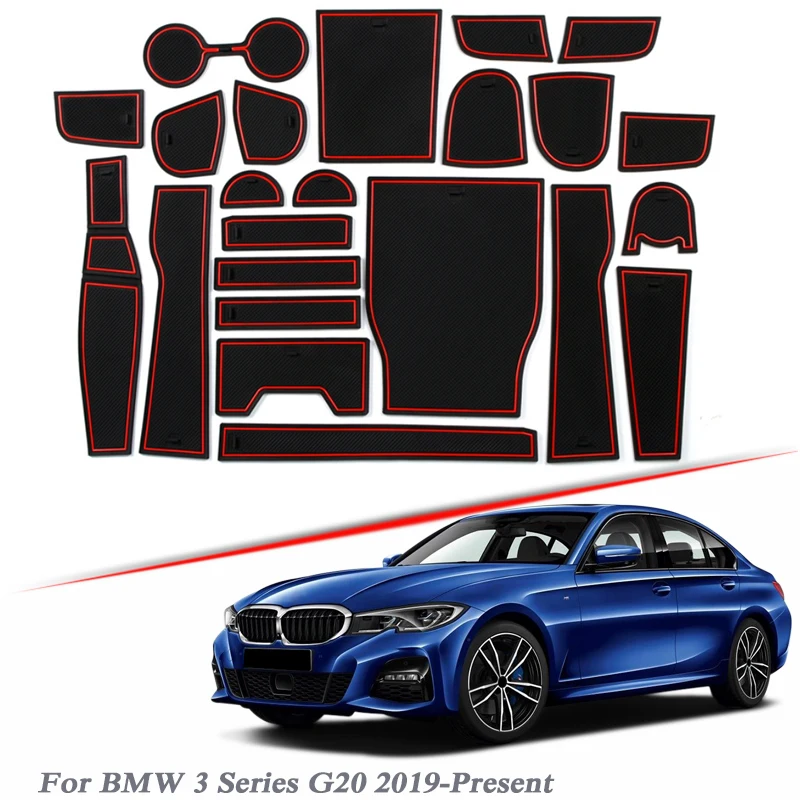 

23pcs Car Styling Gate slot pad For BMW 3 Series G20 2019-2020 Silica Gel Door Groove Mat Auto interior Non-slip dust Accessory