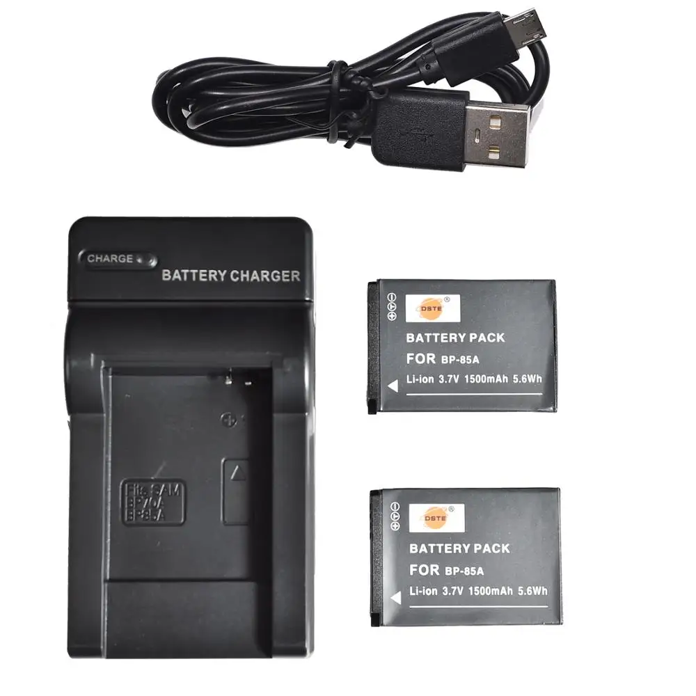 DSTE 2PCS BP 85A Camera Battery with USB Charger for Samsung WB210