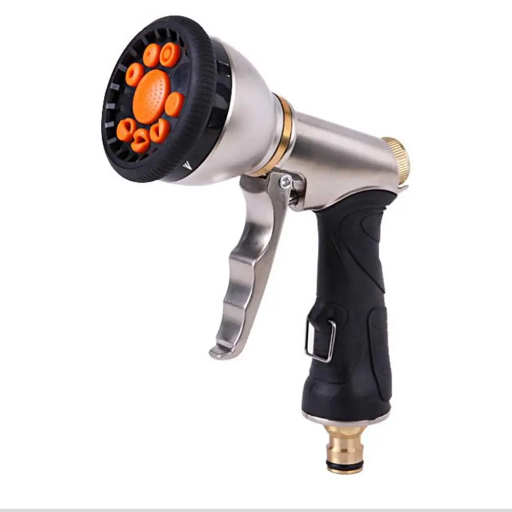 Многофункциональный водяной пистолет высокого давления с гальваническим покрытием, 9 функций, передний пусковой водяной пистолет, металлический золотой водяной пистолет для мытья автомобиля
