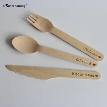 

wholesale 100 forks, 100 knives, 100 spoons personalized wooden cutlery, total 300 pieces Christmas serving cutlery