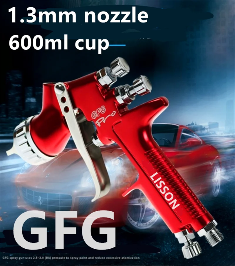 Лучший GFG pro Краскораспылитель 1,3 мм гравитационный подающий Воздушный Распылитель лучший hvlp распылитель с 600 мл краскопультом