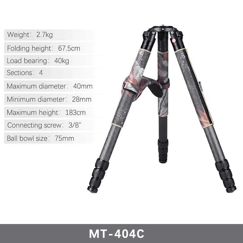 Manbily MT404C штатив из углеродного волокна гидравлическая головка для профессиональной фотографии кронштейн для тяжелой цифровой камеры оборудование - Цвет: MT404C