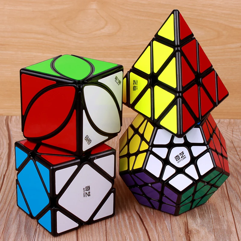 Qiyi Mofangge 4 шт./компл. Magic Cube подарочный набор, 2x2x2, 3x3x3, 4x4x4, 5x5x5 цветной спидкуб Megaminx Профессиональный кубики забавные игрушки для малышей