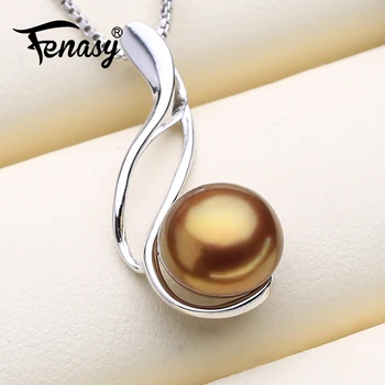 

FENASY Natural Freshwater Pearl Necklaces For Women Simple Trendy Wedding 925 Sterling Silver Leaf Pendant With Chain
