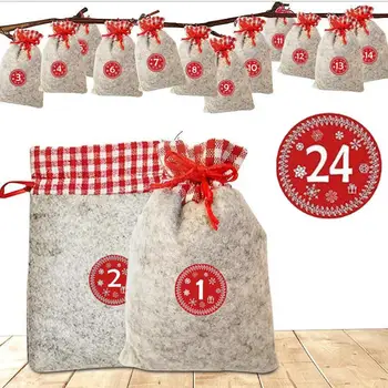 

10*15CM Christmas Advent Calendar Felt Sack Gift Bags for Christmas Countdown