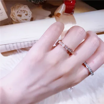 

Brand wedding jewelry for women snake ring,S925 silver narrow design full of crystal thin snake party rings rose gold silver