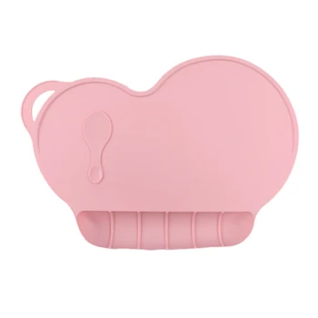 

Childrens Placemats,Silicone Suction Non-Slip Baby Eating Mat with Food Catcher Eholder Fits Most Highchair&Table,Pink
