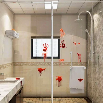 

Creative Chic PVC Halloween Bloody Drip Handprint Window Clings Decals,,