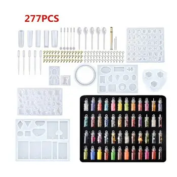 

277 Piece Set DIY Crystal Epoxy Mold Jewelry Mold Tool Special Jewelry Kit Epoxy Kit Tool Crystal Mold Mold C8T5