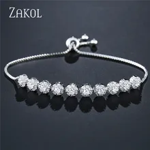 Бренд ZAKOL, форма торта, кубический цирконий, кристалл, CZ Циркон, регулируемые браслеты для женщин, модное свадебное ювелирное изделие, FSBP2055