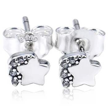 

Authentic 925 Sterling Silver Earring Sparkling My Shooting Star Stud Earrings With Crystal For Women Wedding Gift Fine Jewelry