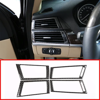 

Car Accessories 4pcs Carbon Fiber Style Car Side Air Conditioning Vent Frame Stickers For BMW X5 E70 & X6 E71 2008-2013