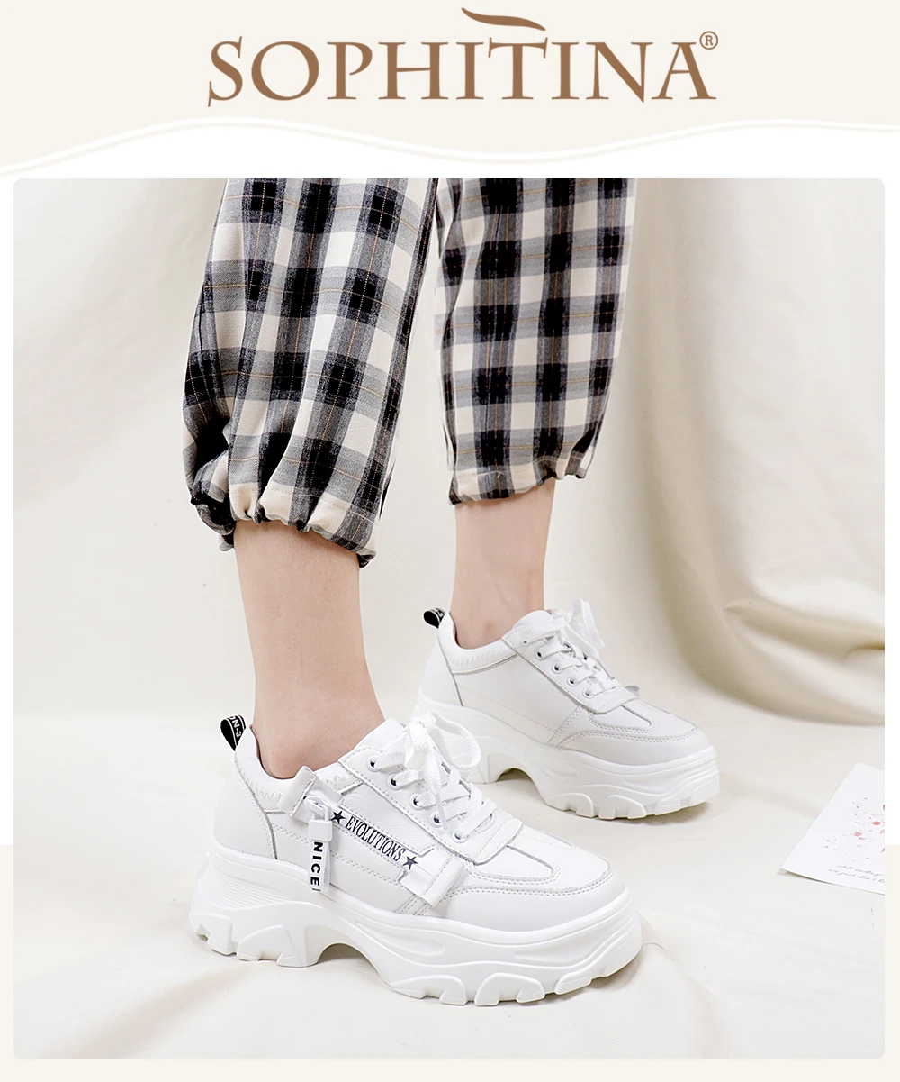 SOPHITINA New Women Shoes Fashion Leisure Concise Leather Handmade Ladies Sport Shoes Casual Comfortable Sneakers Women MO462