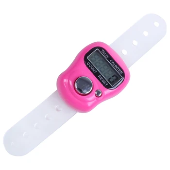 

Fuchsia Mini Adjustable Band 5 Digit LCD Display Golf Finger Counter Tally