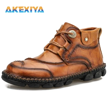 

Men Shoes Fashion Men Boots High Quality Leather Shoes for Men Outdoor Waterproof Men Motorcycle Boots Brand Zapatos Para Hombre