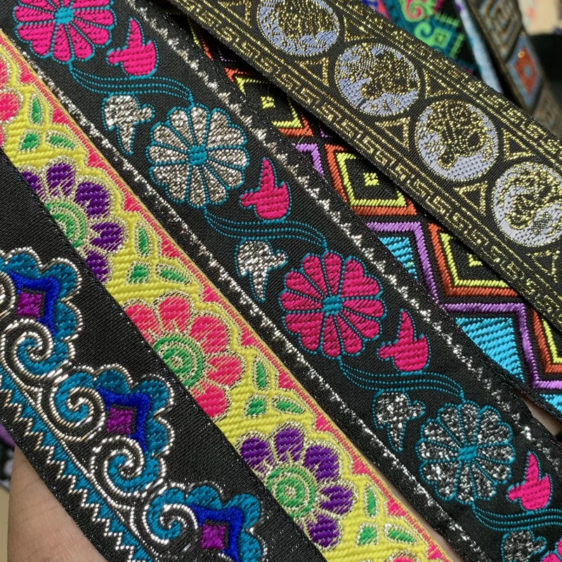 Lace Trim Ribbon 3 Yards 1.3 Inch 33MM Vintage Ethnic Embroidery Lace Ribbon Boho Lace Trim DIY Clothes Bag Accessories Embroidered Fabric ribbon decoration ribbon supplies lace trim ribbon