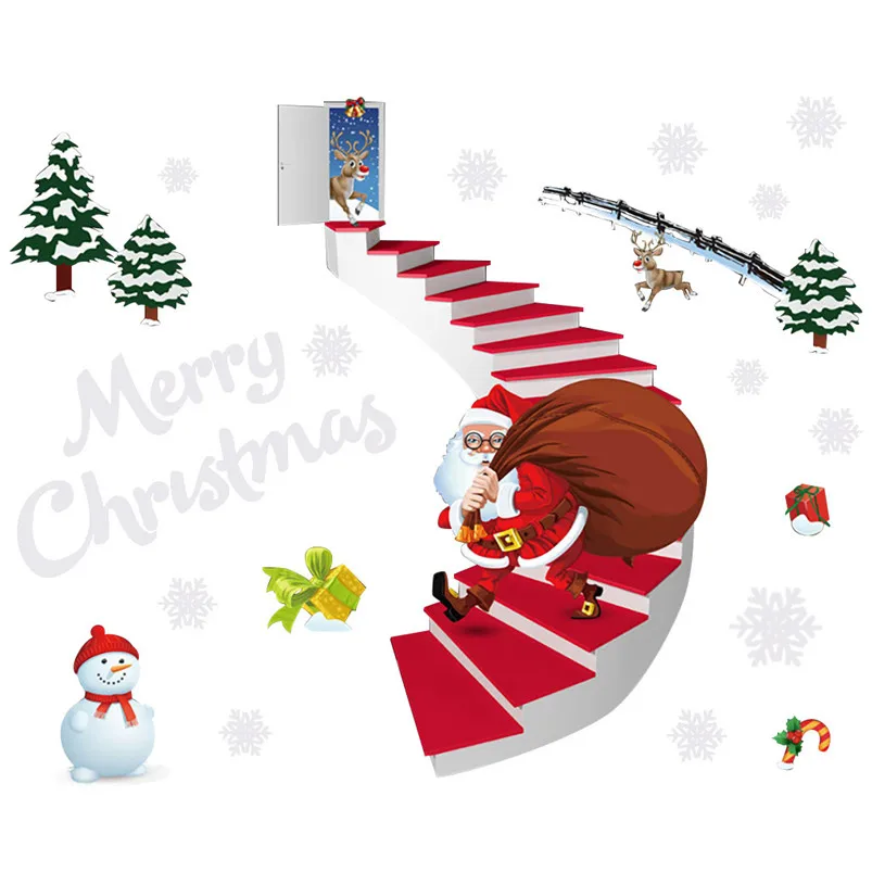 DIY Christmas Stickers Window Wall Home Decor Christmas Stickers Navidad Stickers Muraux Pour Enfants Chambres 30OCT2405