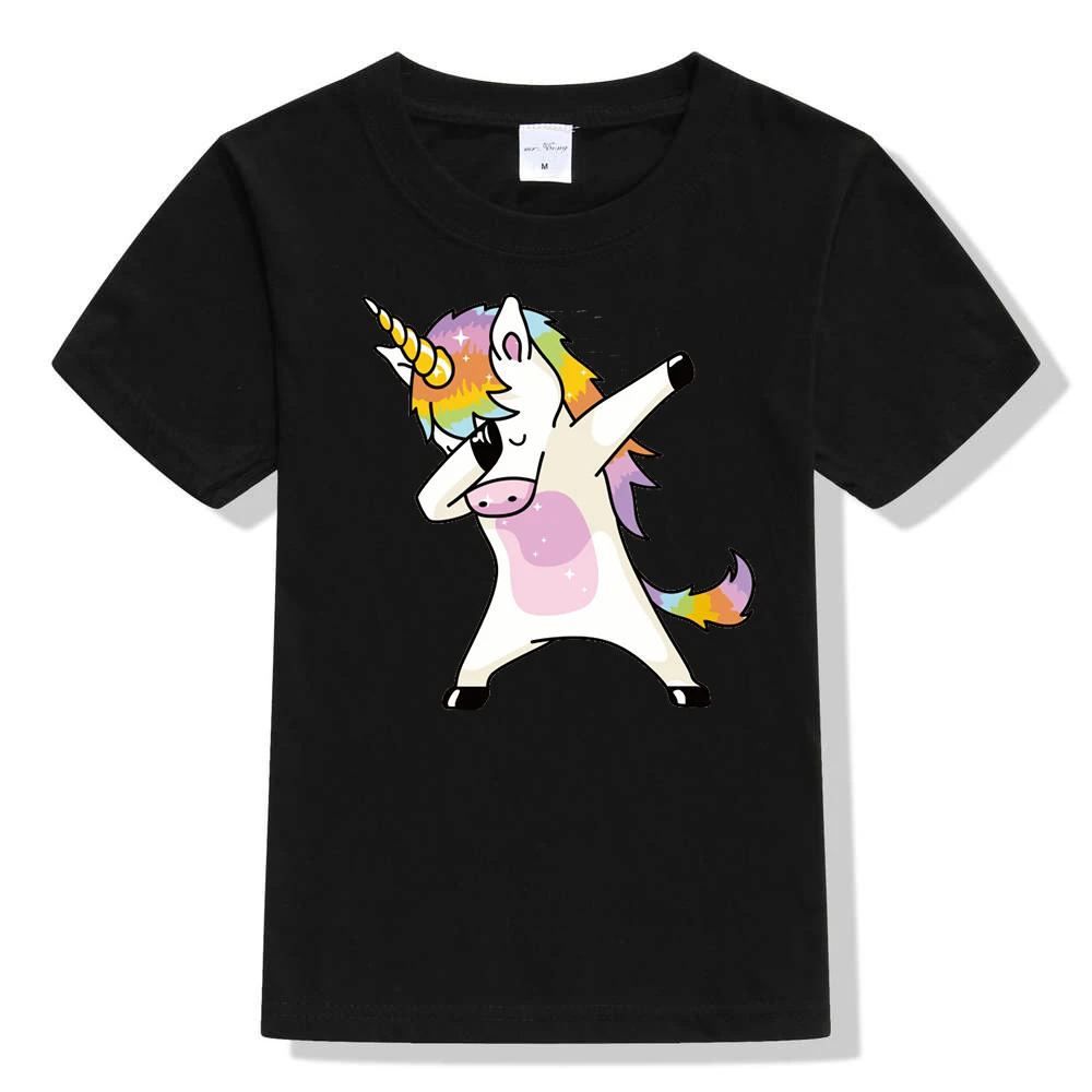 Dabing unicorn дети мальчики девочки футболка dabing Мопс детская подростковые унисекс