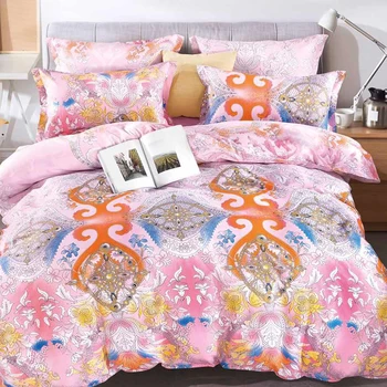 

Western style bedding sets cotton bed linen coarse calico duvet cover set Pillowcases 70*70*2 Family size bed set 2020