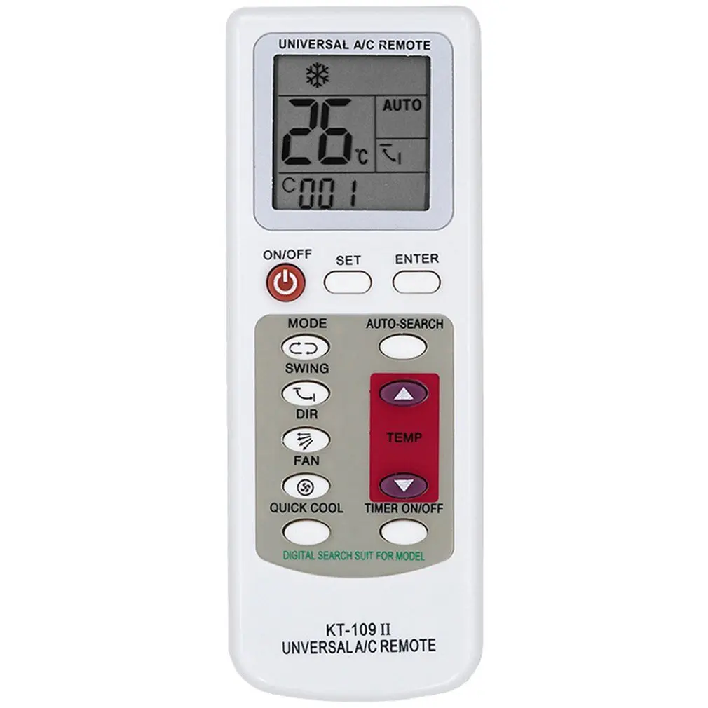

Universal Air Conditioner Remote Control With LCD display KT-109II/ K-1028E Remote Suitable for All Air Conditioners with Base