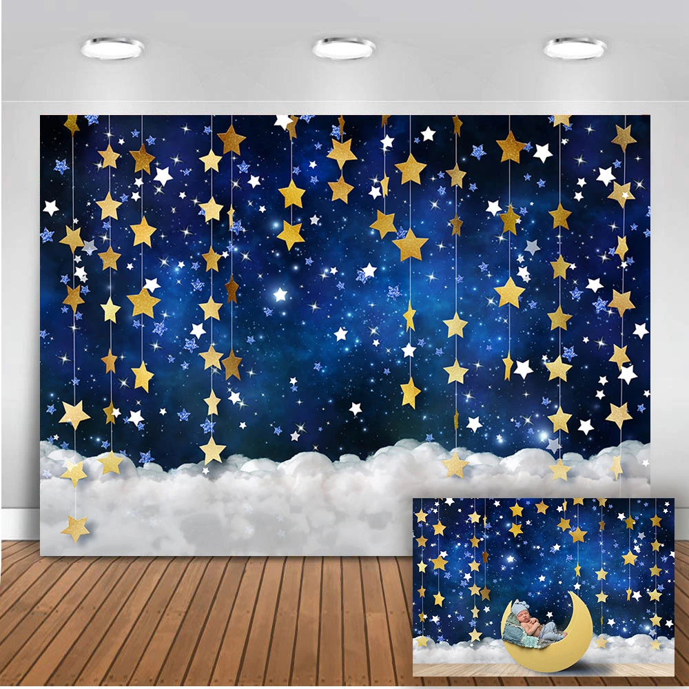 Newborn Backdrop For Photography Children Star Photo Booth Background White  Cloud Little Stars Photocall Backdrops For Party - Backgrounds - AliExpress