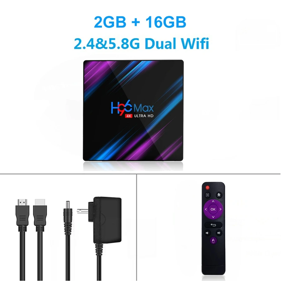 H96 max tv Box Android 9,0 RK3318 4K Netflix Youtube Android tv Box LEMADO Google Voice Smart tv Box смарт-приставка для ТВ - Цвет: 2G 16G