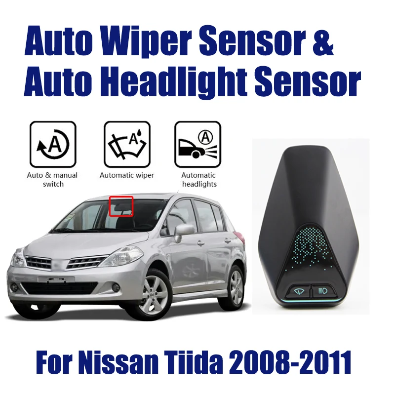  Accesorios de coche, asistente de conducción inteligente para Nissan Tiida 2008-2011, Sensor de limpiaparabrisas de lluvia automático para faros delanteros
