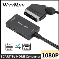 SCART auf HDMI Konverter mit Kabel, wrugste Scart in HDMI Out HD 720P/1080P Schalter Video Audio Converter Adapter für HDTV DVD