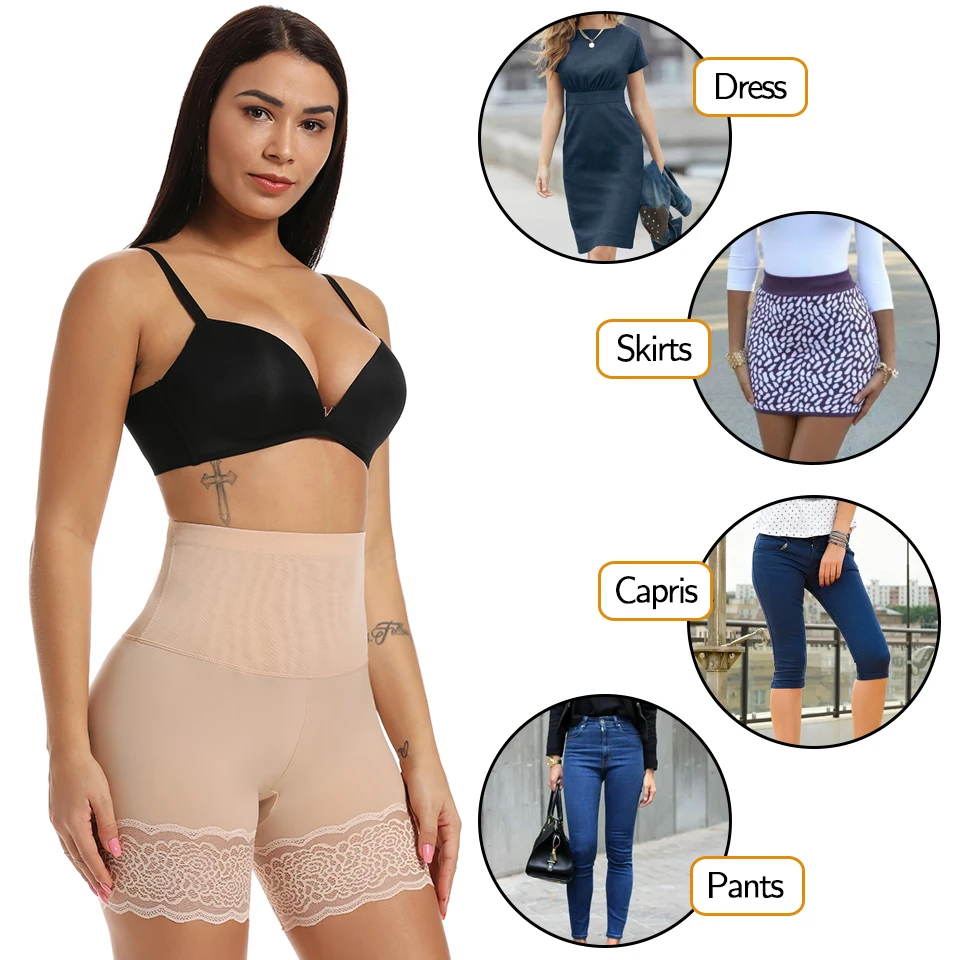 plus size shapewear Women Body Shaper High Waist Safety Shorts Lace Knickers Tummy Control Panties Slimming Underwear Shaping Boyshorts Shapewear tummy tucker for women