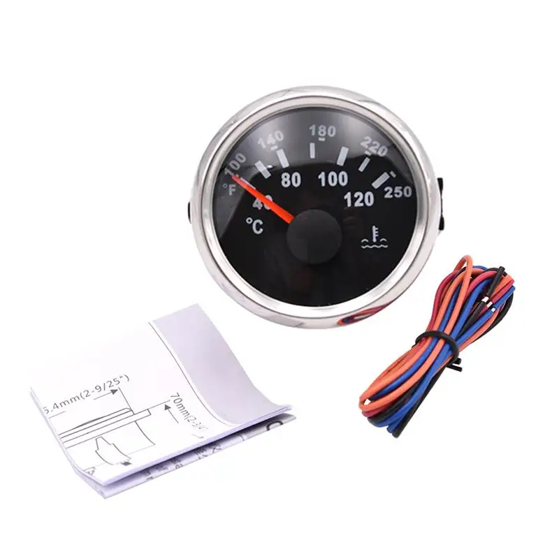 

RV Waterproof Digital Water Temp Meter Car Engine Temperature Gauge Indicator 52mm 12V/24V For Motorcycle Auto Yacht Boat