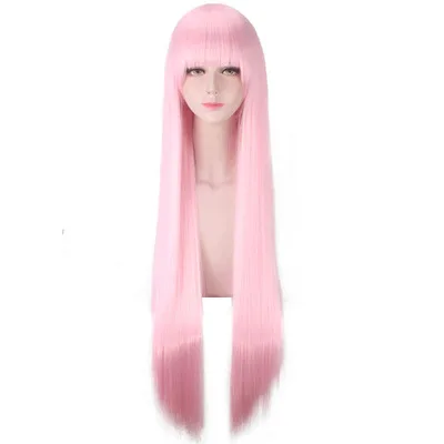 Anime DARLING in the FRANXX 02 Zero Two Cosplay Costume Wigs 100cm Long Pink Synthetic Hair Perucas  + Wig Cap