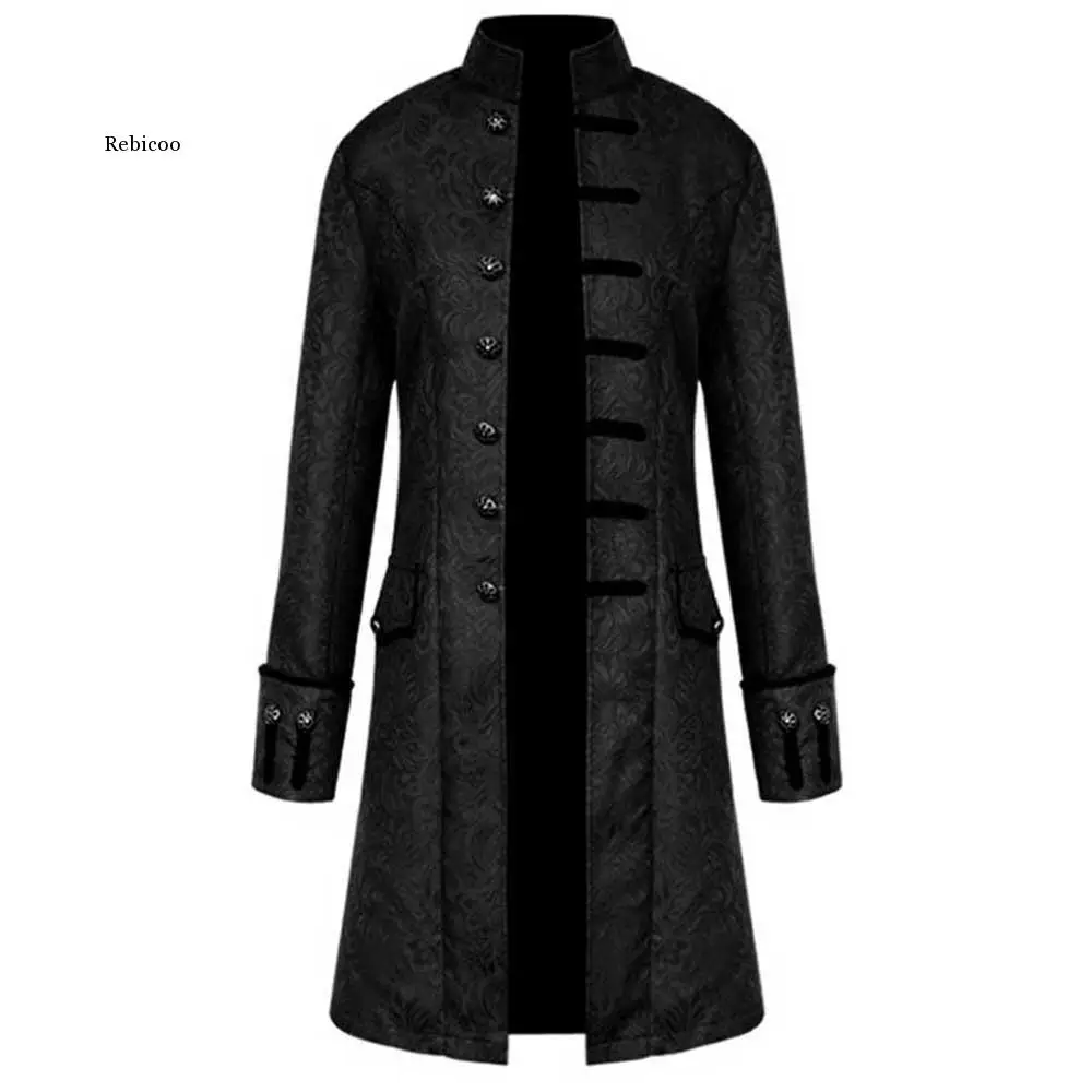 punk pu alloy studded belt for women men gothic y2k waist strap designer brand male female jeans trouser decorative waistband Men Steampunk Military Vintage Coat Stand Collar Single Breasted Solid Gothic Jackets Male Long Sleeve Slim Clothes Outerwear